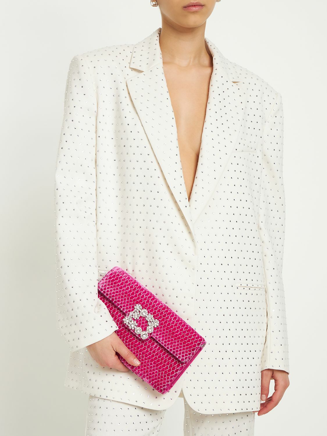 クラッチバッグ Roger Vivier Envelope Flap Flower Buckle ROGER VIVIER - Flower Buckle Envelope Flap Clutch Roger Vivier