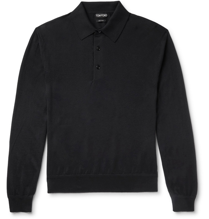 Photo: TOM FORD - Cashmere and Silk-Blend Polo Shirt - Black