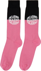 Marni Pink & Black Logo Socks