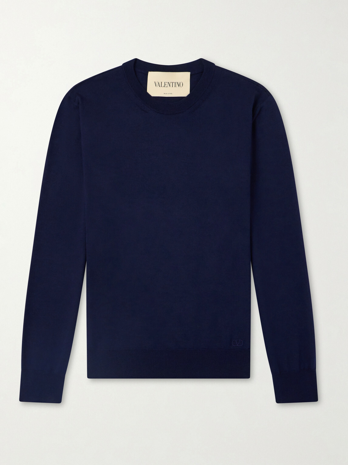 Valentino Garavani - Logo-Embroidered Virgin Wool Sweater - Blue