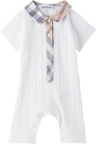 Burberry Baby White Stretch Cotton Playsuit