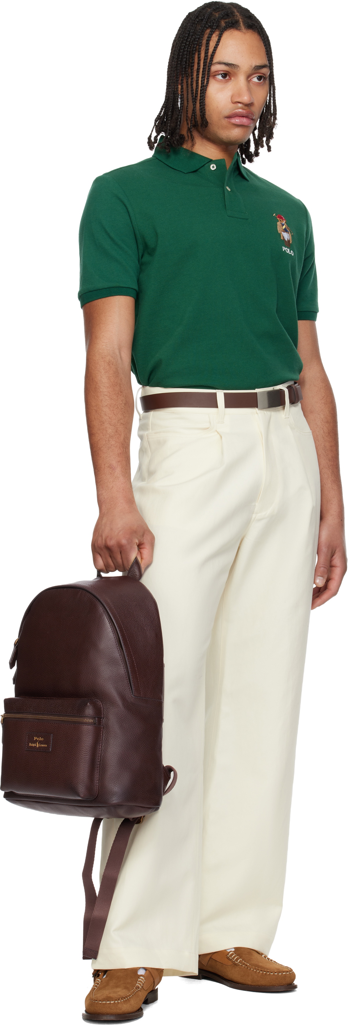 Polo Ralph Lauren Brown Pebbled Leather Backpack