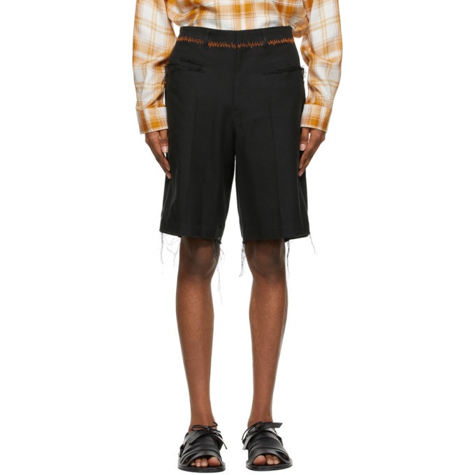 Photo: BED J.W. FORD Black Cashmere Raw Edge Shorts