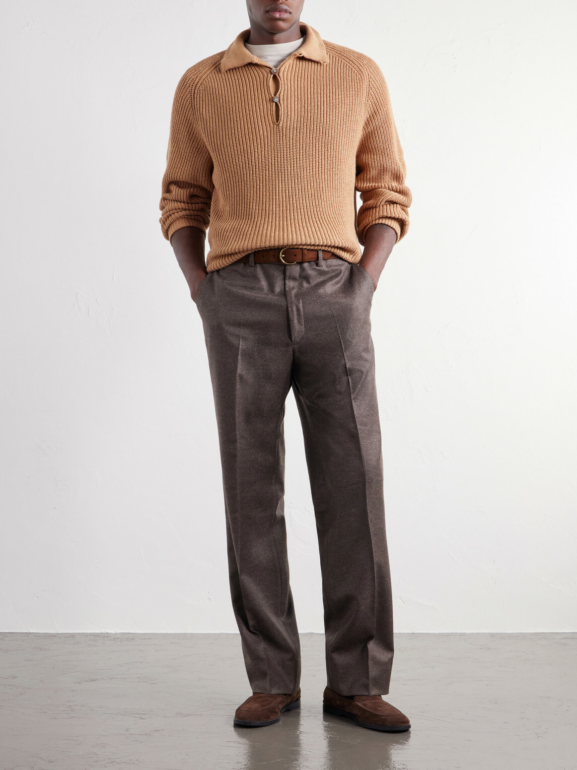 Stòffa - Ribbed Foxfibre® Cotton Sweater - Brown