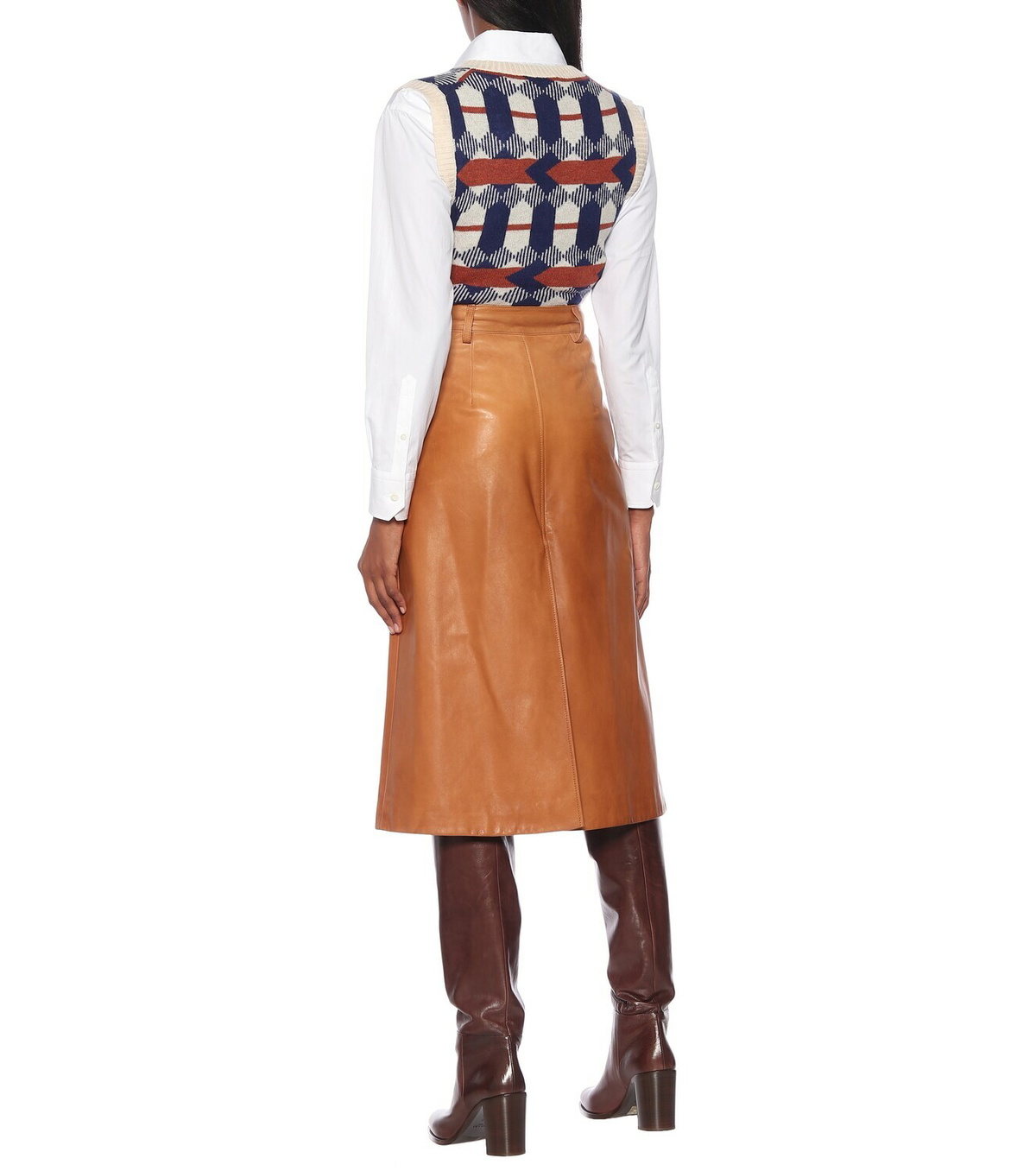 Prada Leather midi skirt