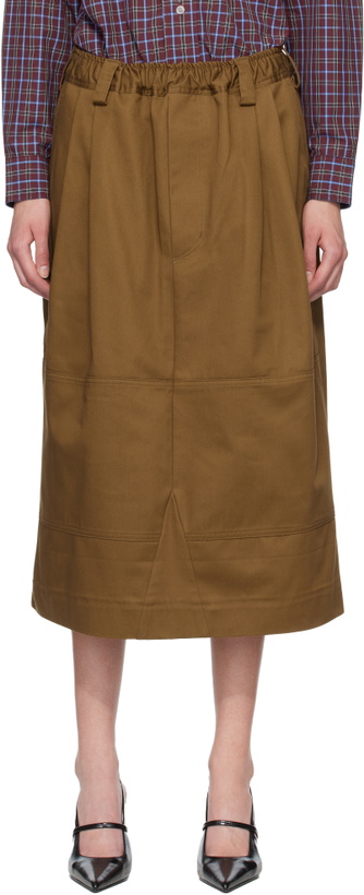 Photo: Meryll Rogge Brown Workwear Drawstring Denim Midi Skirt