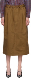 Meryll Rogge Brown Workwear Drawstring Denim Midi Skirt