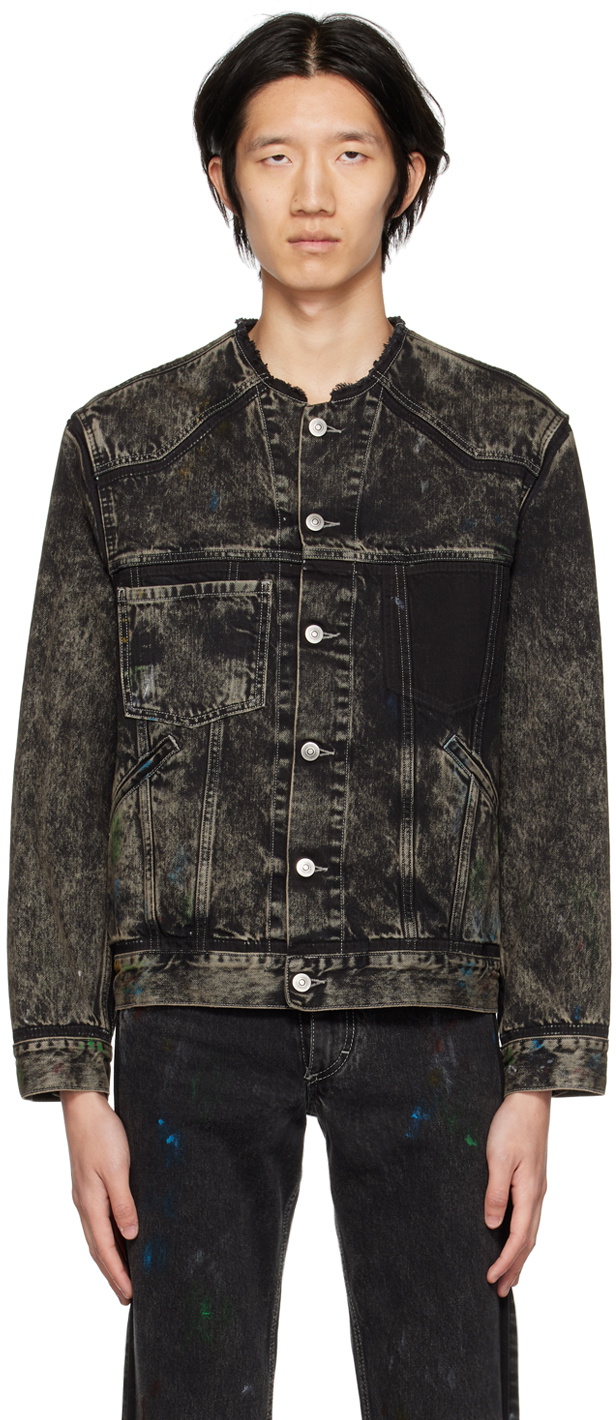 Painted black shop denim jacket