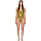 Versace Underwear Black and Yellow Barocco One-Piece Swimsuit