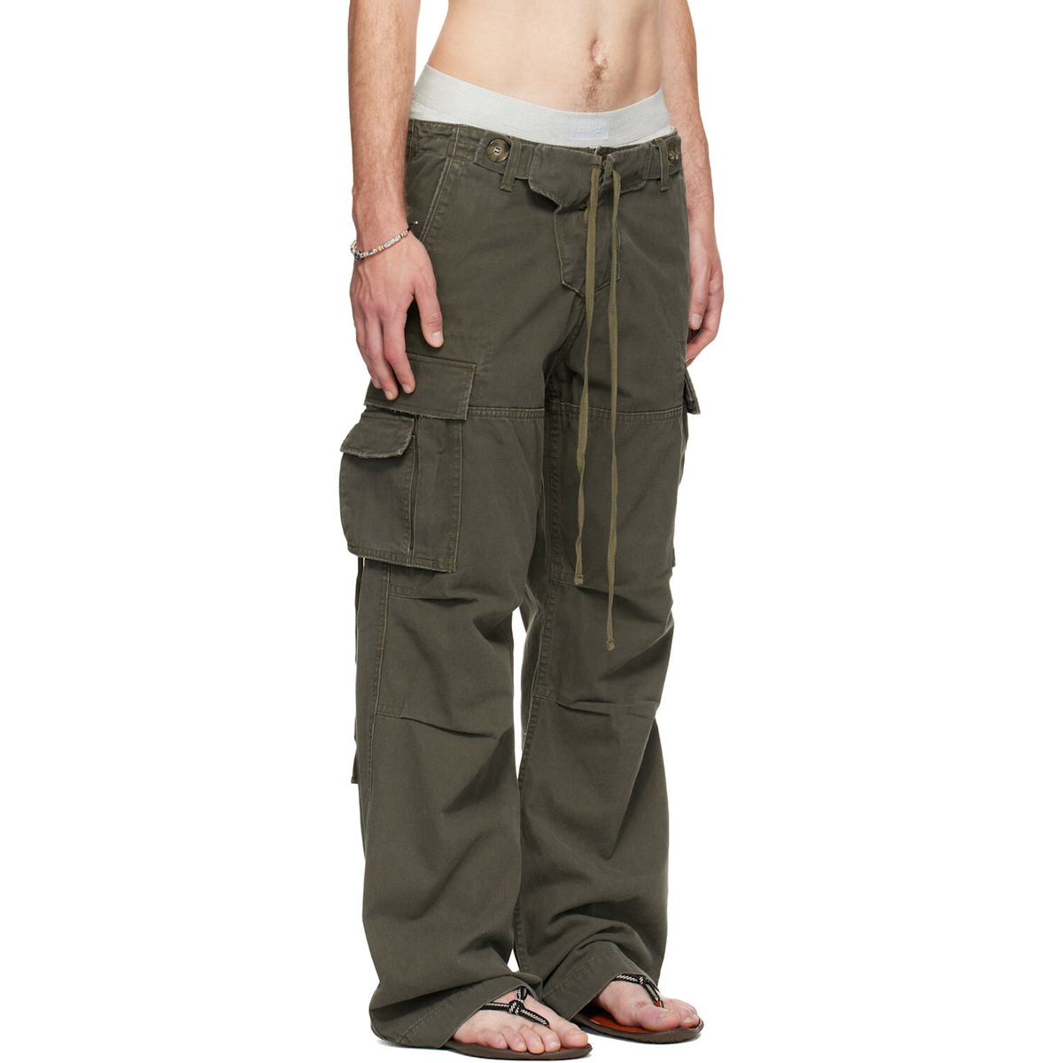 Raimundo Langlois Khaki Double Fly Cargo Pants