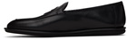 Giorgio Armani Black Embroidered Logo Loafers