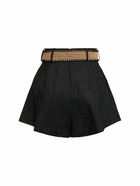 ZIMMERMANN Halliday Linen Belted Tuck Shorts