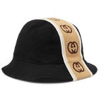 Gucci - Logo-Jacquard Webbing-Trimmed Bucket Wool Hat - Black