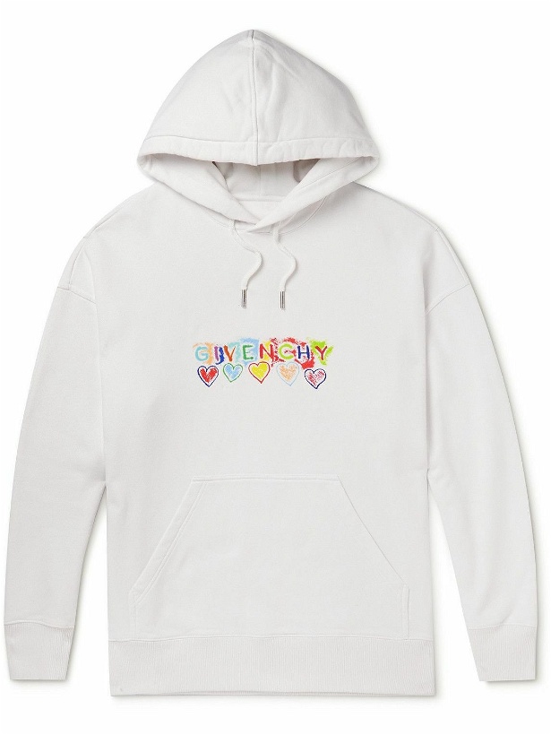 Photo: Givenchy - Slim-Fit Printed Cotton-Jersey Hoodie - White