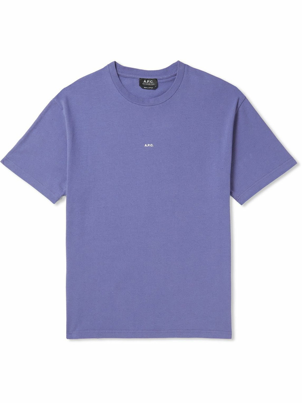 Photo: A.P.C. - Kyle Logo-Print Cotton-Jersey T-Shirt - Purple