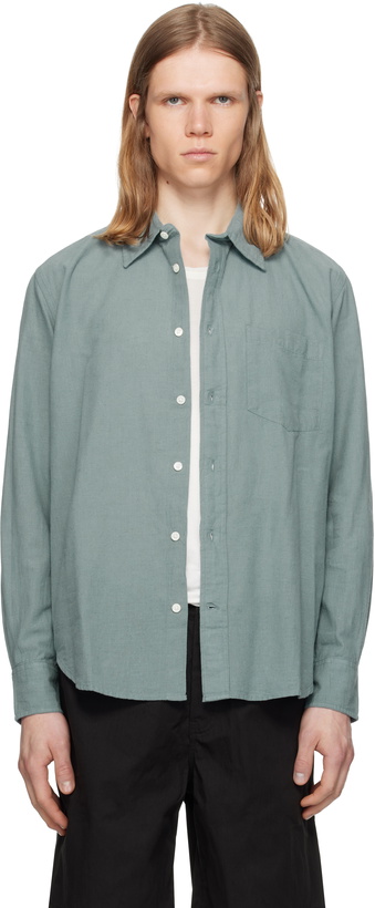 Photo: NORSE PROJECTS Blue Algot Relaxed Cotton Linen Shirt
