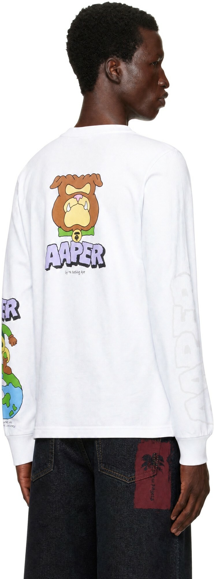 AAPE by A Bathing Ape White 'AAPER' Long Sleeve T-shirt