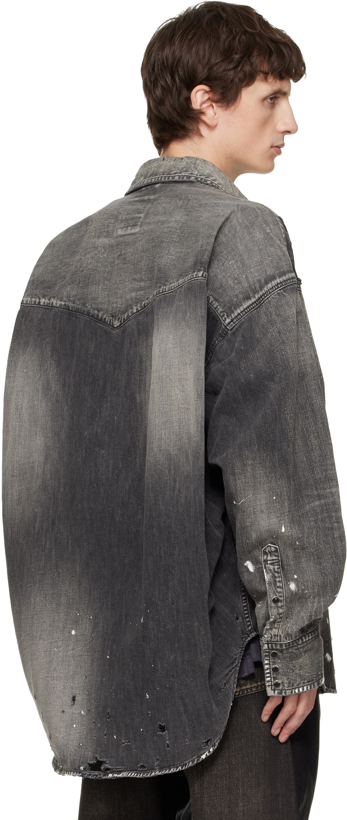 Maison MIHARA YASUHIRO Black Distressed Denim Shirt