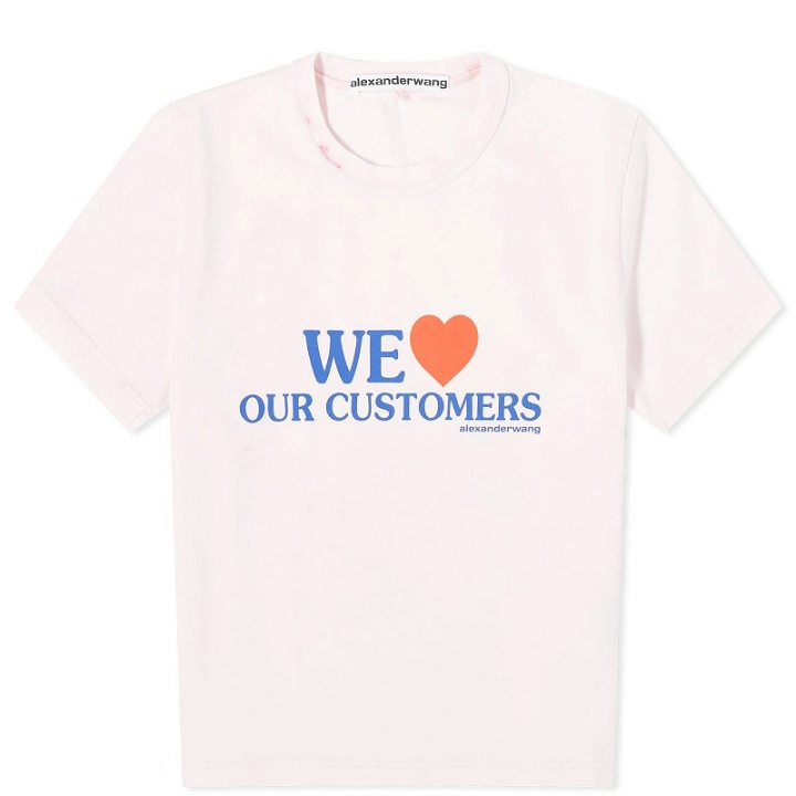 Photo: Alexander Wang Women's We Love Our Customers Shrunken T-Shirt in Light Pink Bleach Out