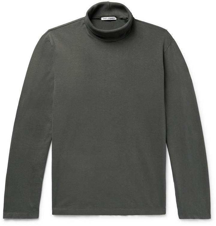 Photo: Our Legacy - Cotton-Jersey Rollneck Sweatshirt - Men - Gray green