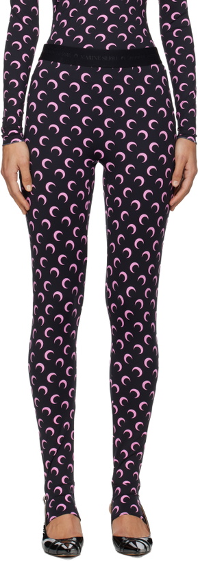 Photo: Marine Serre Black Recycled Moon Jersey Stirrup Leggings