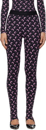 Marine Serre Black Recycled Moon Jersey Stirrup Leggings