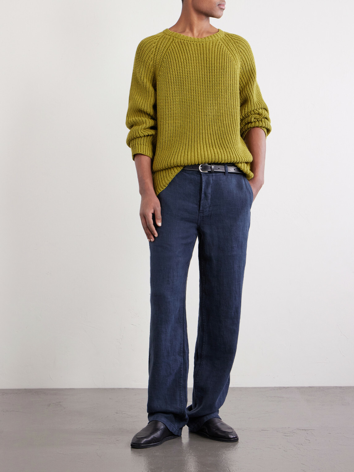 3sixteen - Straight-Leg Linen Trousers - Blue