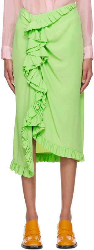 Photo: Dries Van Noten Green Ruffled Midi Skirt