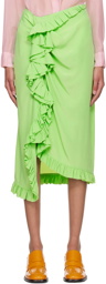 Dries Van Noten Green Ruffled Midi Skirt