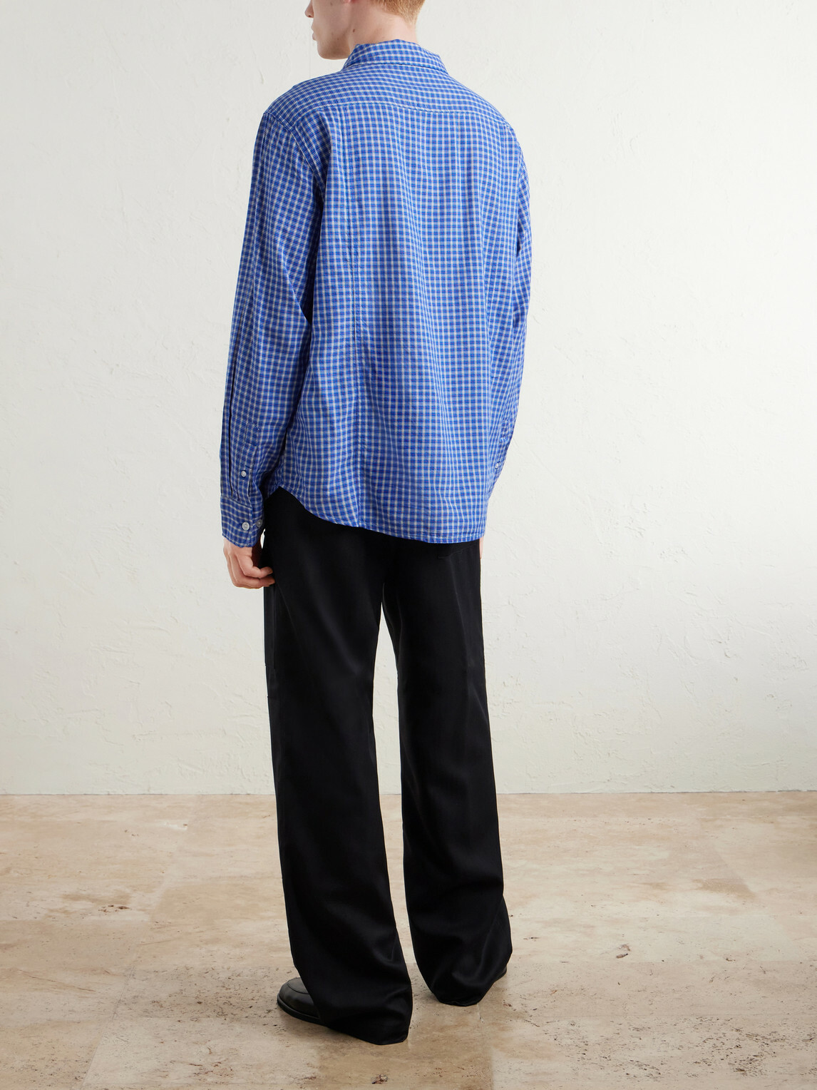 Corridor - Bruce Button-Down Collar Checked Cotton-Blend Poplin Shirt - Blue