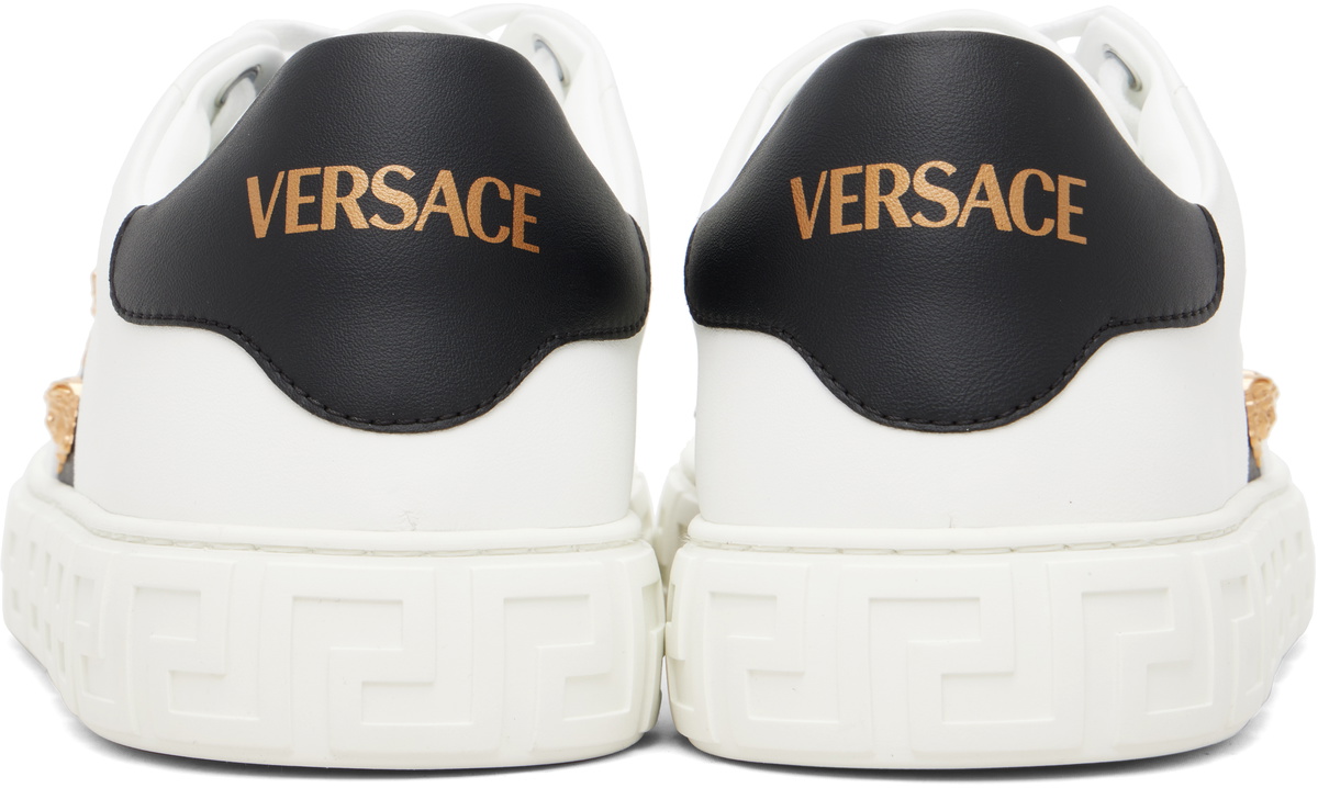 Versace White Greca Embellished Nylon Faux-Leather Sneakers