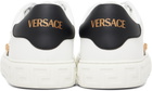 Versace White Greca Embellished Nylon Faux-Leather Sneakers