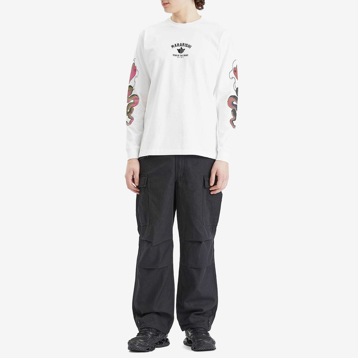 Maharishi Men's Year Of The Snake Duality Long Sleeve T-Shirt in White