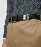Thom Browne - 4-Bar grained leather belt