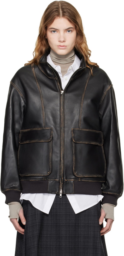 Photo: Dunst Black Stand Collared Leather Jacket