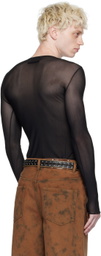 Jean Paul Gaultier Black Flocked Long Sleeve T-Shirt
