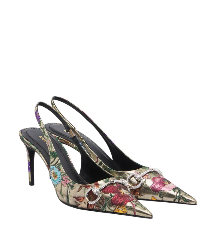 Photo: Gucci Donna Glam Gucci Flora slingback pumps