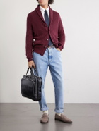 Brunello Cucinelli - Shawl-Collar Ribbed Cotton Cardigan - Burgundy