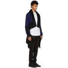 Alexander McQueen Navy and Black Punk Patchwork Knitted Cardigan