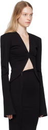 Jade Cropper Black Hook-Eye Cardigan