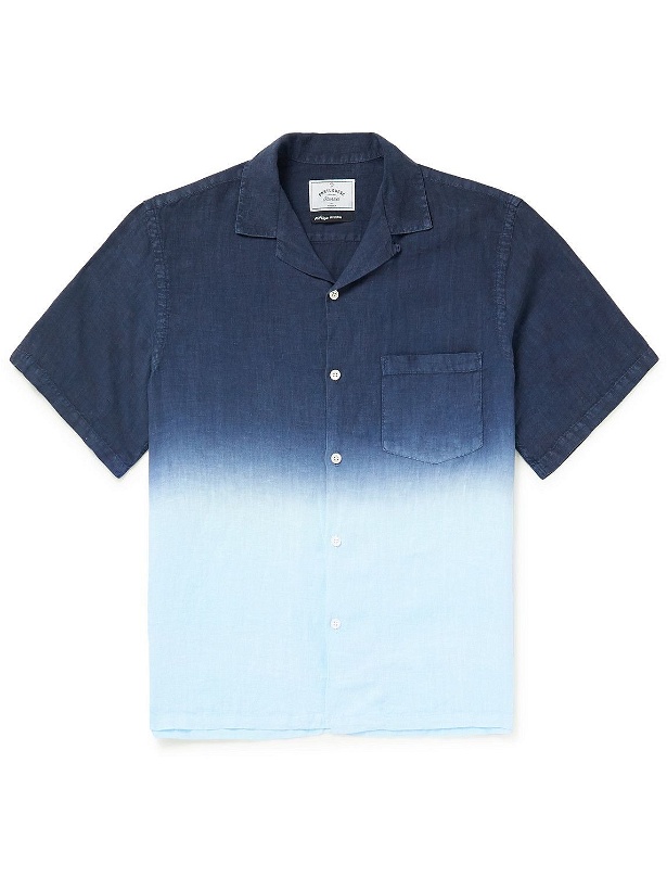 Photo: Portuguese Flannel - Convertible-Collar Dip-Dyed Linen Shirt - Blue