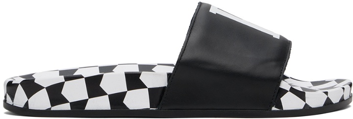 Photo: Rhude Black Checkered Leather Slides