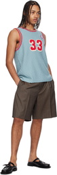 RICE NINE TEN Blue Knitting Basketball Tank Top