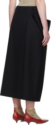 Carven Black Wrap Grain de Poudre Midi Skirt