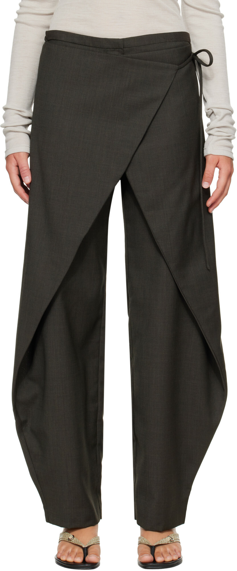 St. Agni Gray Wrap Rouleau Trousers