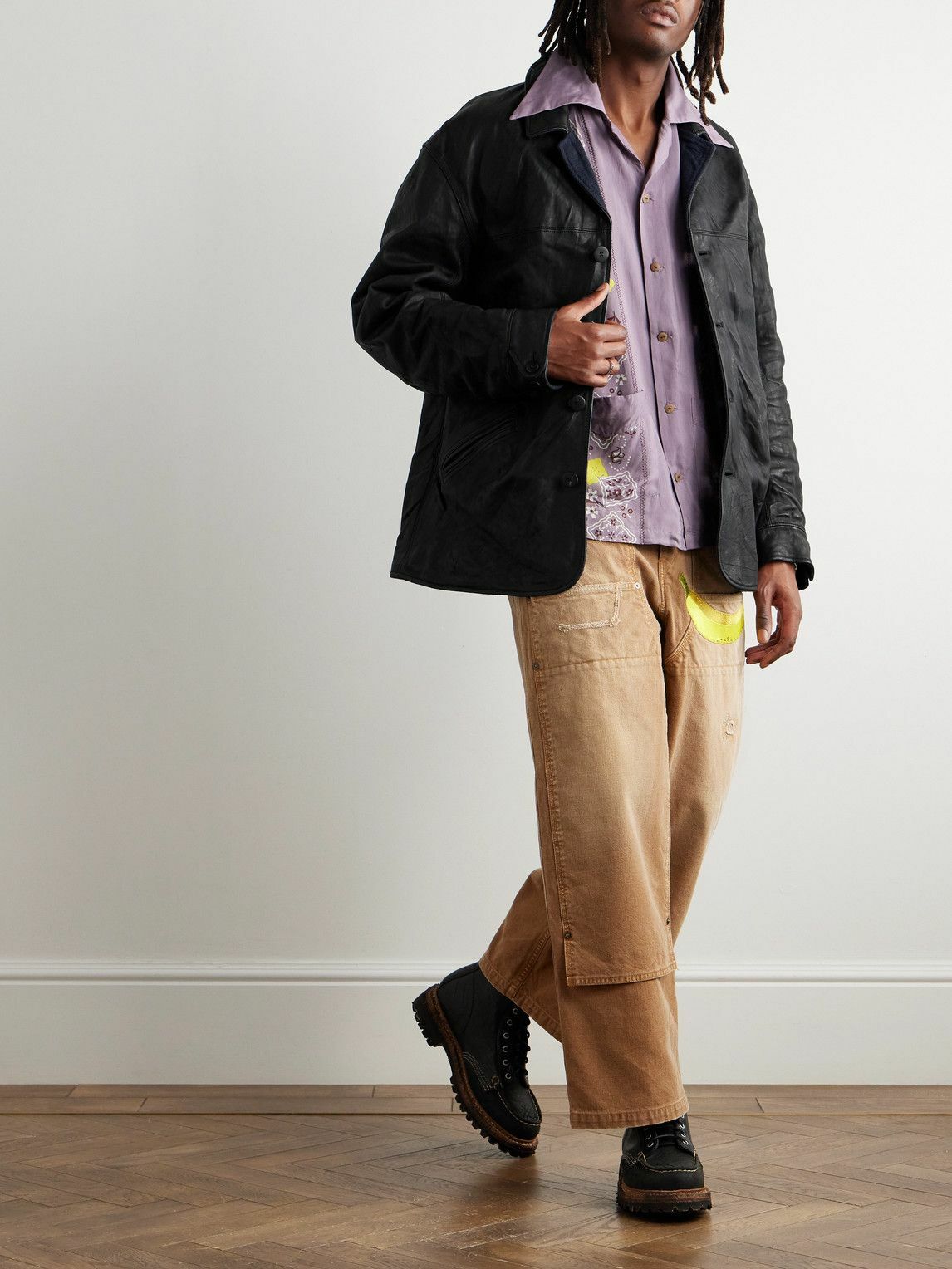 Visvim - Crinkled-Leather Jacket - Black Visvim