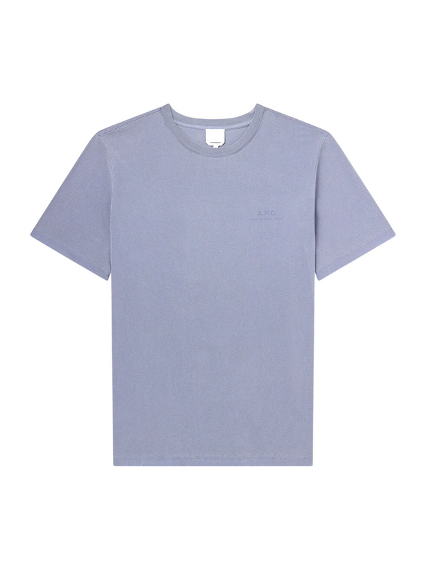 Photo: A.P.C. - Gabby Logo-Print Cotton Jersey T-Shirt - Blue