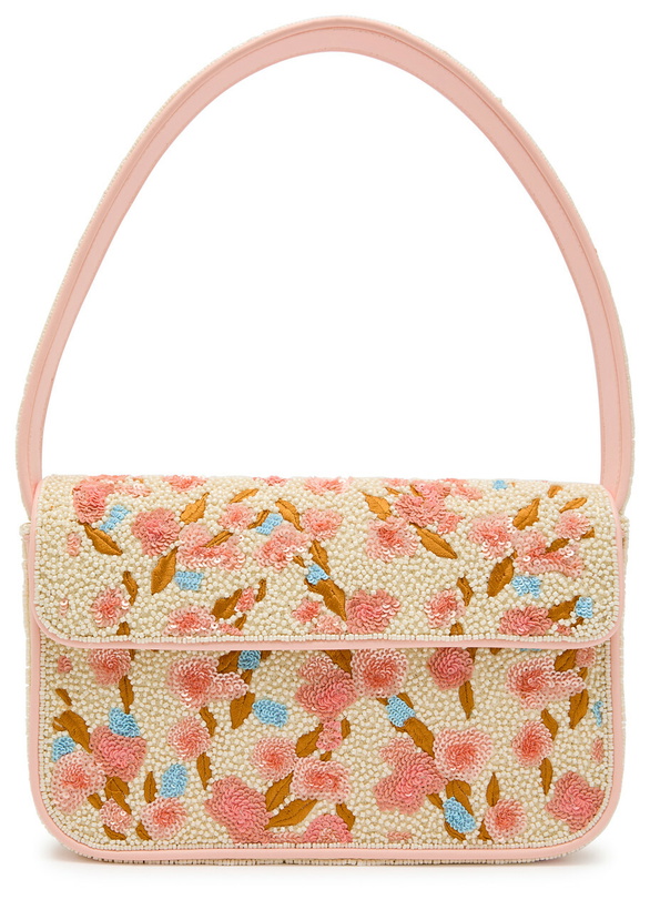 Photo: Staud Tommy Floral Beaded Shoulder bag - Pink - One Size