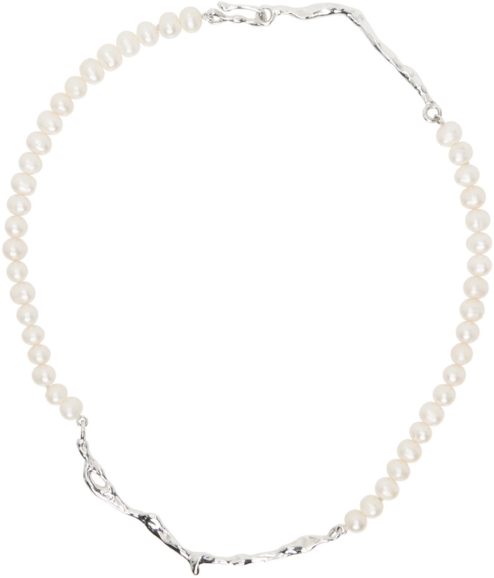 Photo: FARIS White & Silver Drip Perla Choker