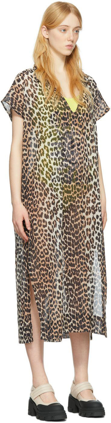 ganni beach dress GANNI Brown Organic Cotton Beach Midi Dress GANNI